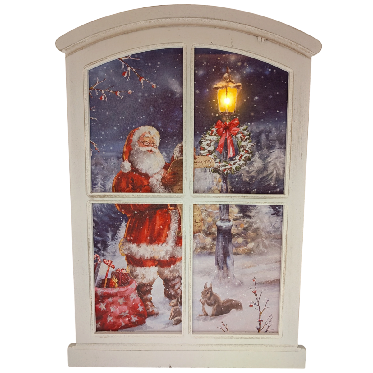 Lighted Winter Window Wall Hanging - Santa in the Park