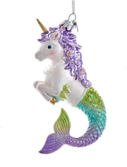 Unicorn Mermaid Glass Ornament