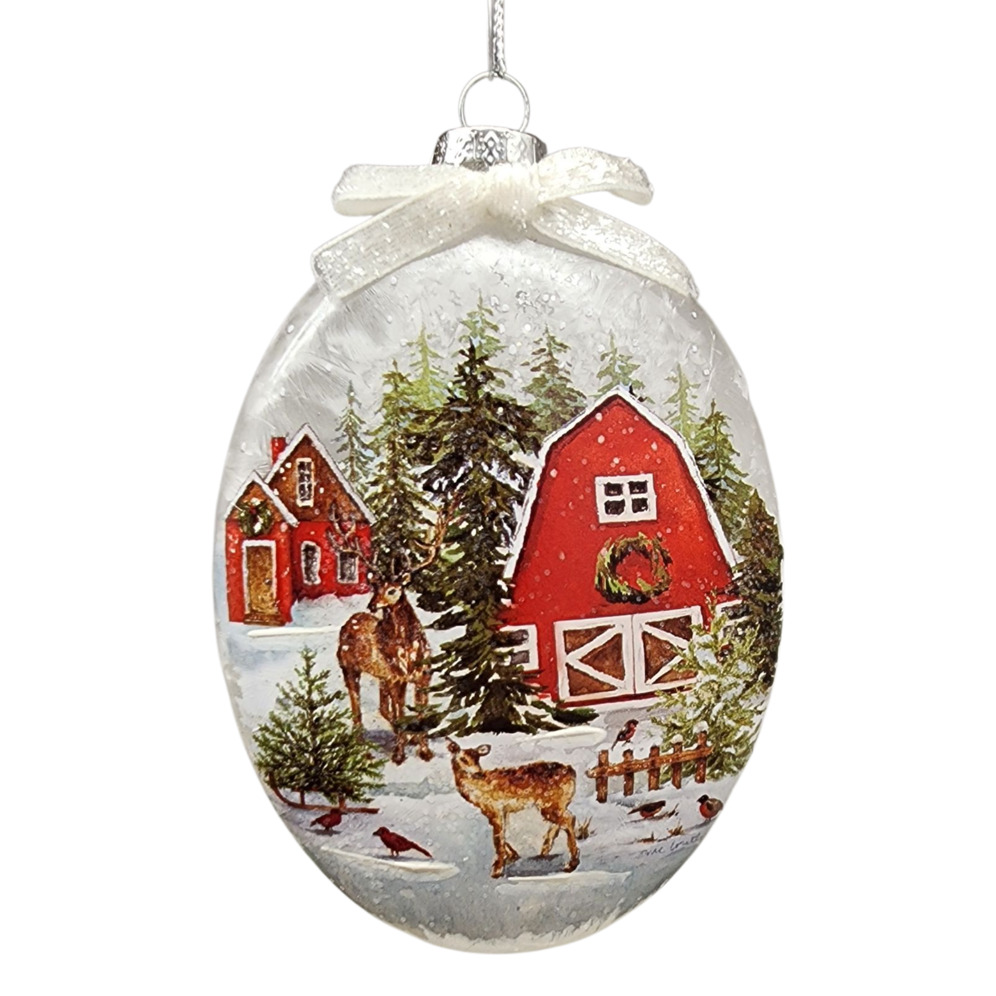 Glass "Lightable" Reindeer Visit Ornament