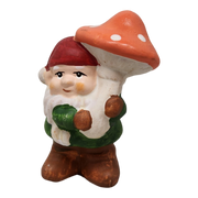 Terracotta Gnome with Mushroom - Orange