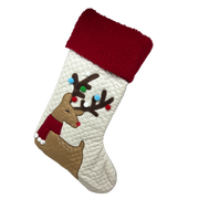 Fabric Holiday Deer Design Stocking - Looking Left