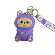 Silicone Labubu Coin Purse Key Chain Pendant (Purple Pizzazz Edition)