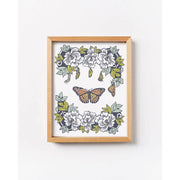 Monarch + Flowers Art Print (8x10)