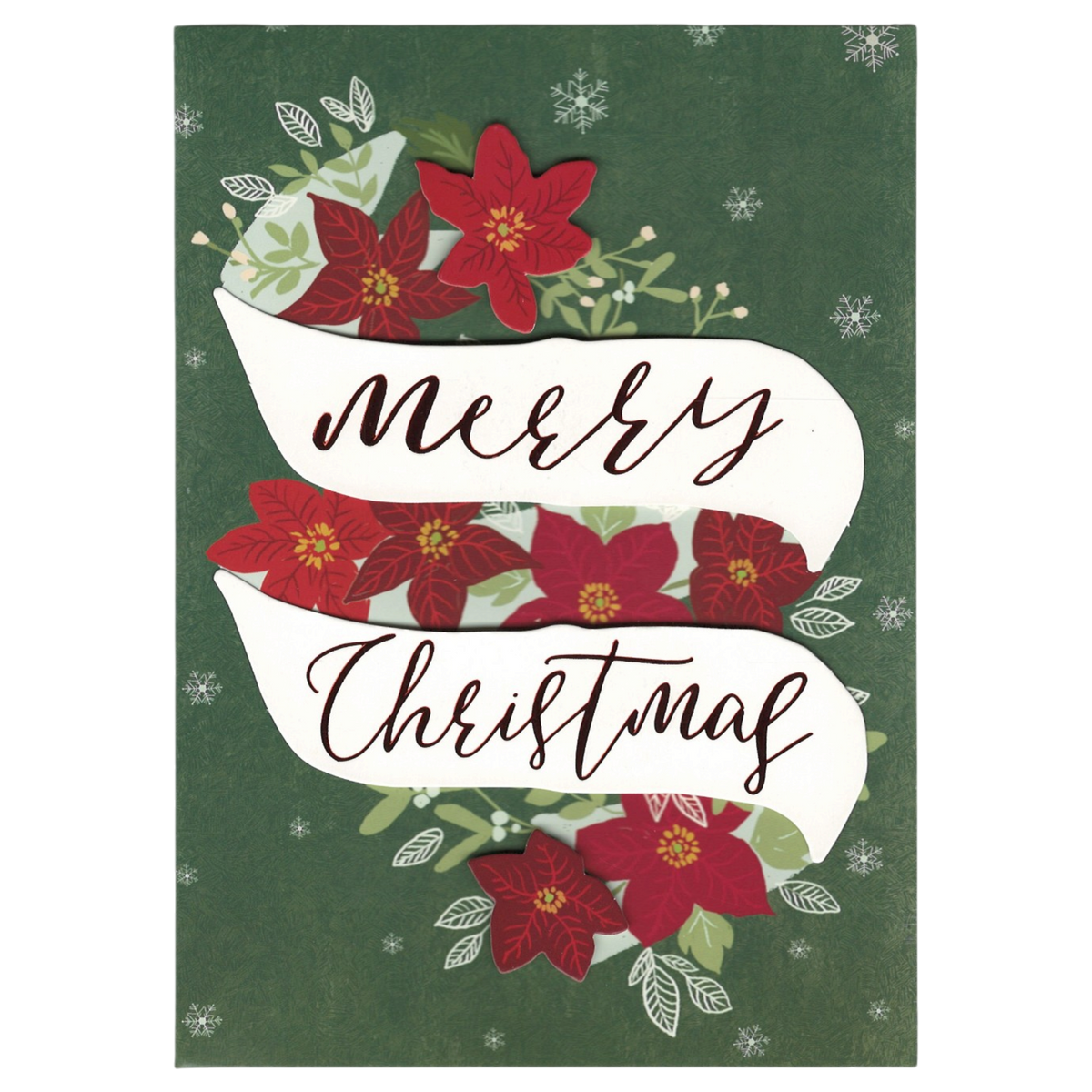 Poinsettia Merry Christmas Banner Card