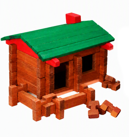 All Wooden 200-Piece Log Cabin Building Set