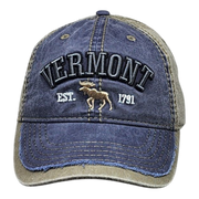 2 Tone Embroidered Hat - Vermont 1791 Moose - Sage and Navy