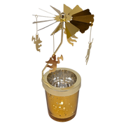 Starry Sky Rotating Candle Holder - Gold with Cherub Dangles