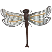 Galvanized Dragonfly Wall Decor With Bead Accents