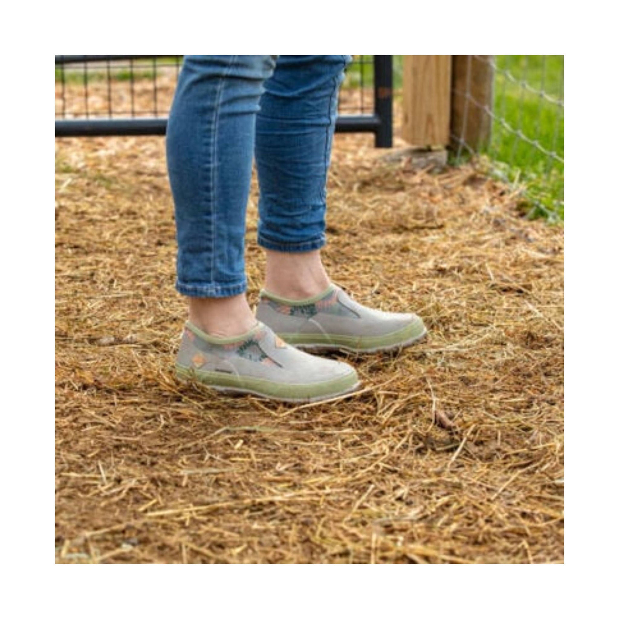 Muck Boot Women's Forager Low Slip On Rain Shoe - Light Gray / Sunflower Print by Lenny's Shoe & Apparel