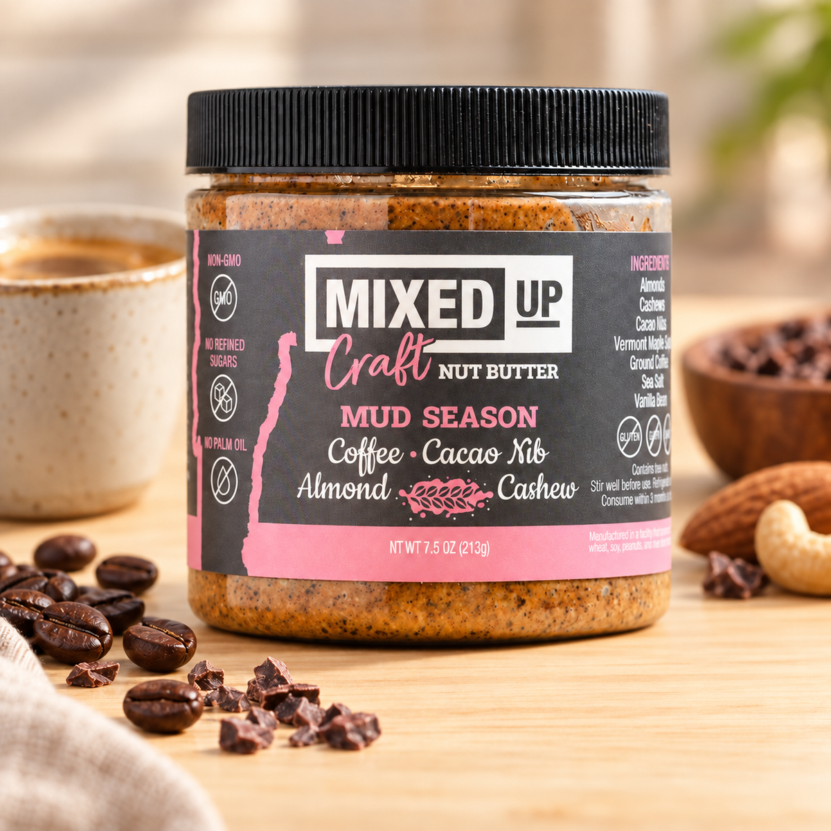 "Mud Season" - Crunchy Cacao Nib & Coffee Nut Butter - 7.5 oz