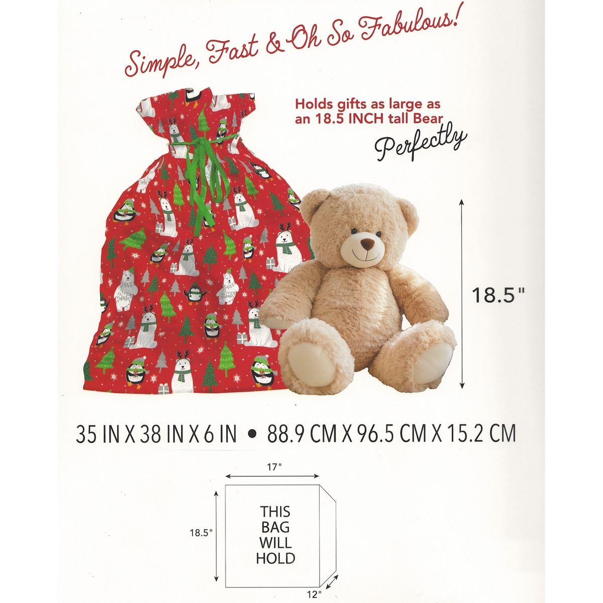 Pullstring Jumbo Foil Gift Bag - Penguins and Polar Bears