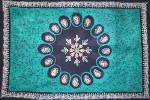 Tapestry Queen Size Multi Batik Green by Homeportonline