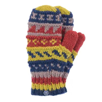 Patterned Mittens-Pure Wool-Knitted