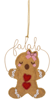 Festive Hearts Gingerbread Caroler Ornament