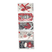 Handmade Gift Tags 5 Count - Silver and Red Icons