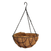 Black Metal Wire Hanging Basket with Coco Mat Liner - 12-Inch Diameter