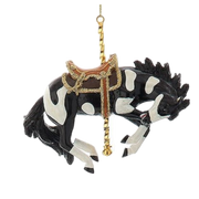 Resin Carousel Ornament - Black and White Horse