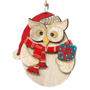 Festive Owl with Present Holiday Ornament
