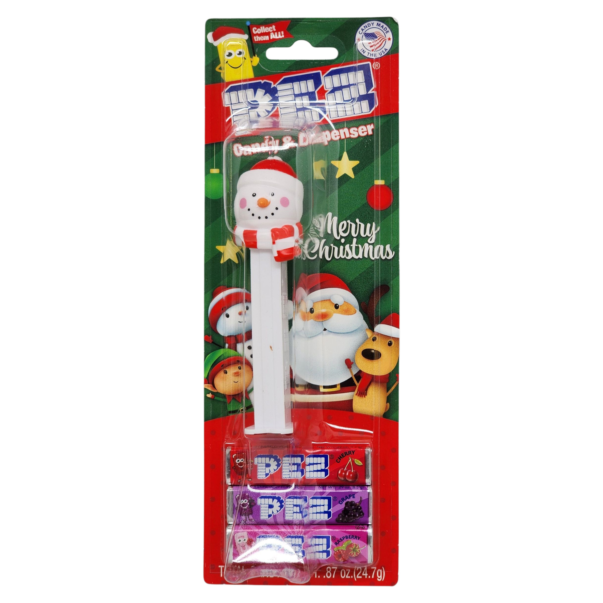 Christmas Pez Dispenser with 3 Rolls of Candy - Frosty