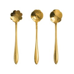 Spoon - Flower Shaped Stainless Steel 5" Gold Finish (Sold Individually) by Homeportonline