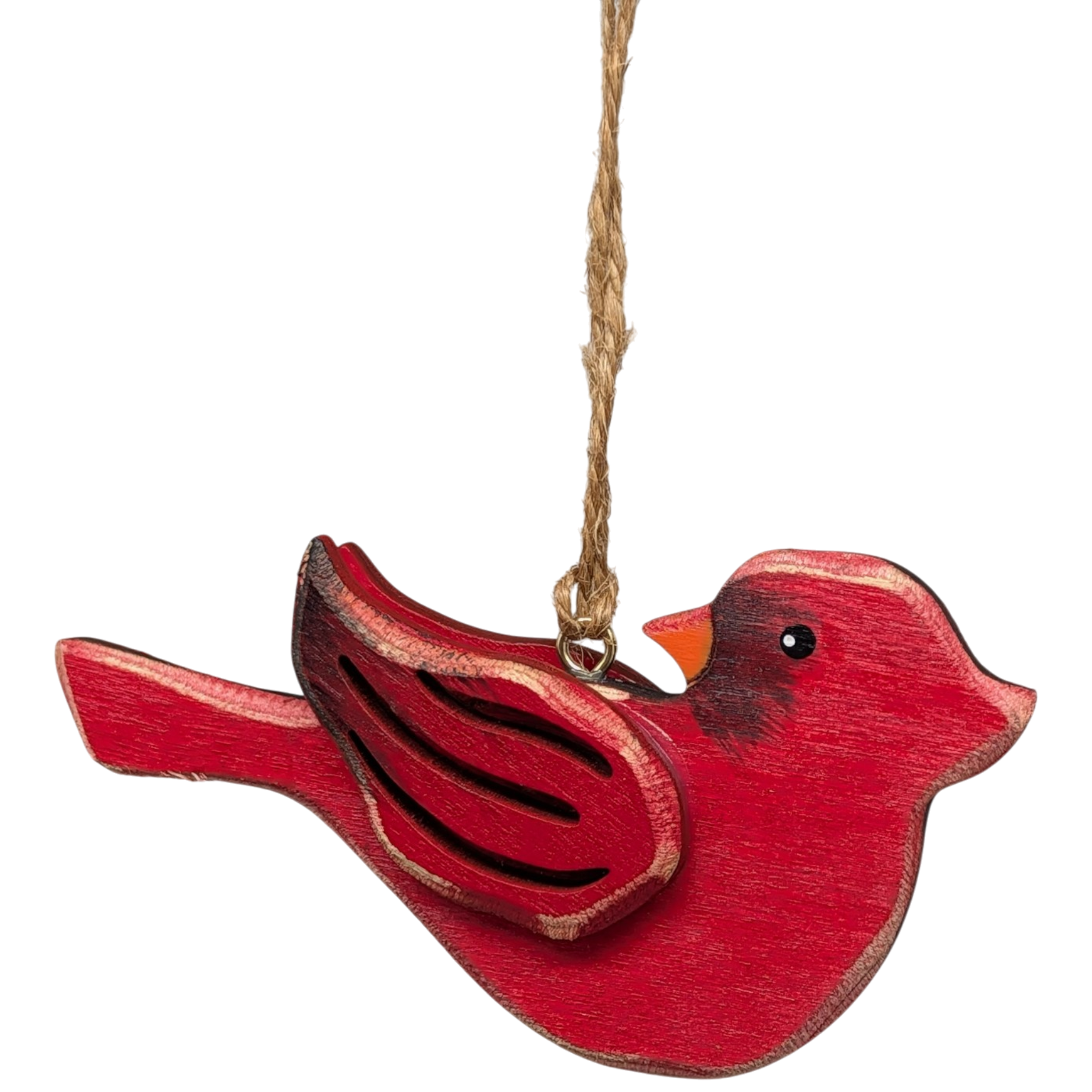 Hand-Crafted Wooden Cardinal Ornament -