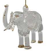 Clear Glass Elephant with Gold Accents