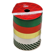 3/4 Inch Curling Ribbon - 5 Colors - 8 Feet Each - Green/Red/Gold/White/Green Stripe
