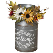 Metal Harvest Milk Can - Welcome