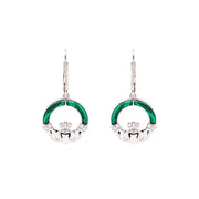 Green Malachite Sterling Silver Claddagh Drop Earrings