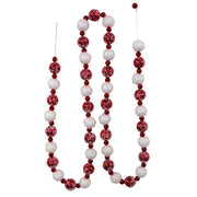 Red and White Frosted Beaded Garland