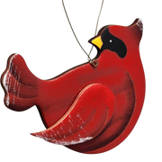 Wooden Cardinal Ornament - In flight Looking Back Left