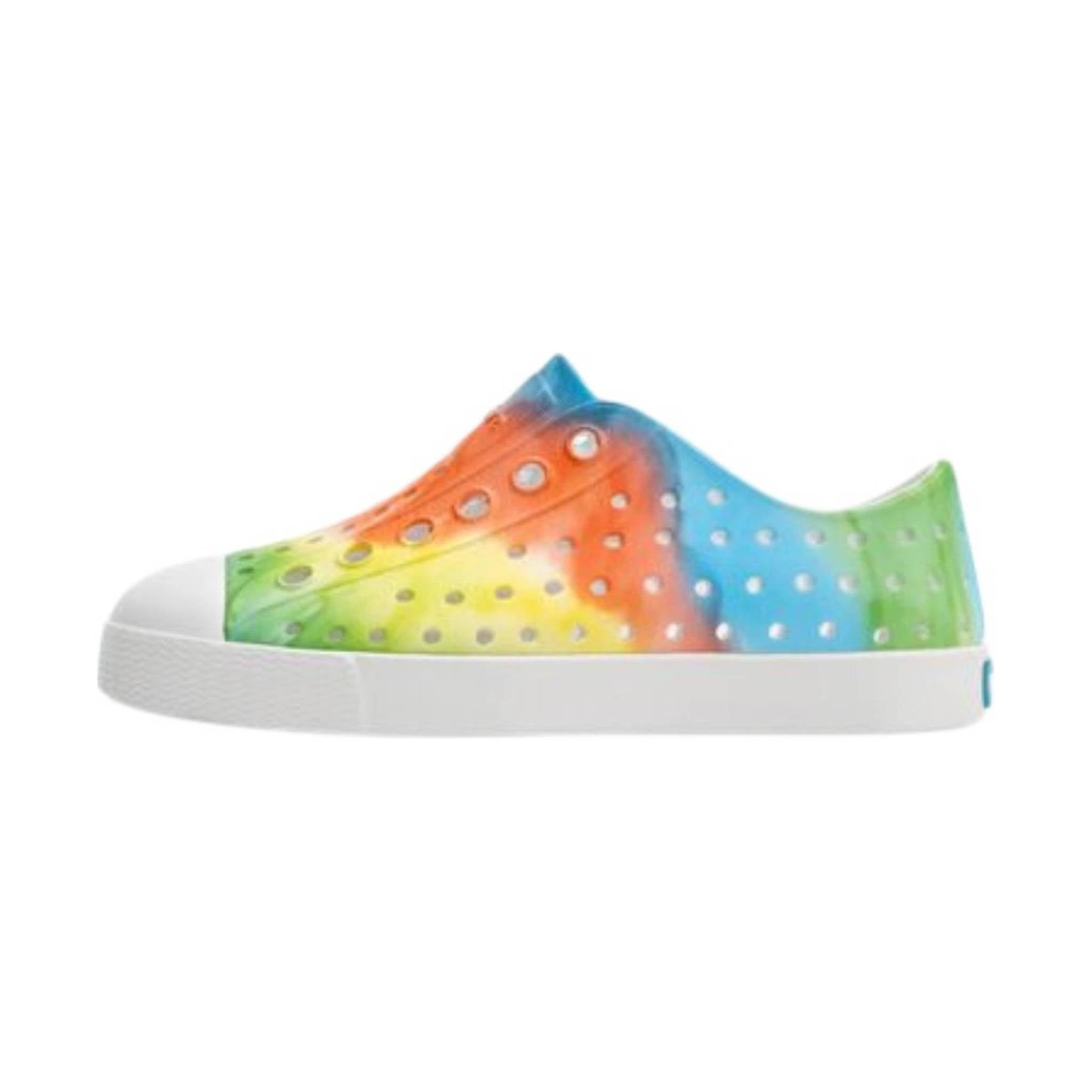 Native Kids' Youth Jefferson Sugarlite Print - Shell White/Rainbow Tie Dye by Lenny's Shoe & Apparel