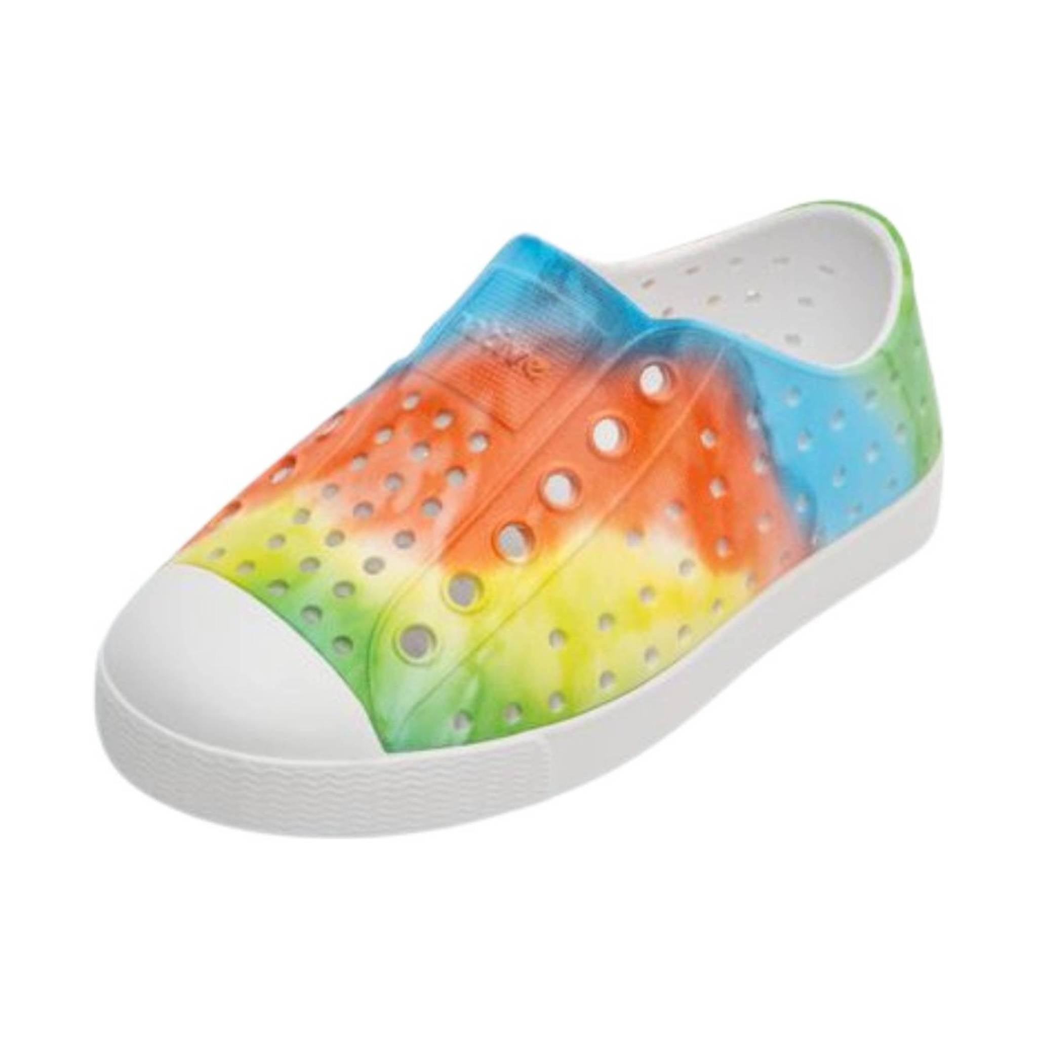 Native Kids' Youth Jefferson Sugarlite Print - Shell White/Rainbow Tie Dye by Lenny's Shoe & Apparel