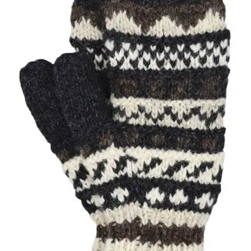 Patterned Mittens-Pure Wool-Knitted