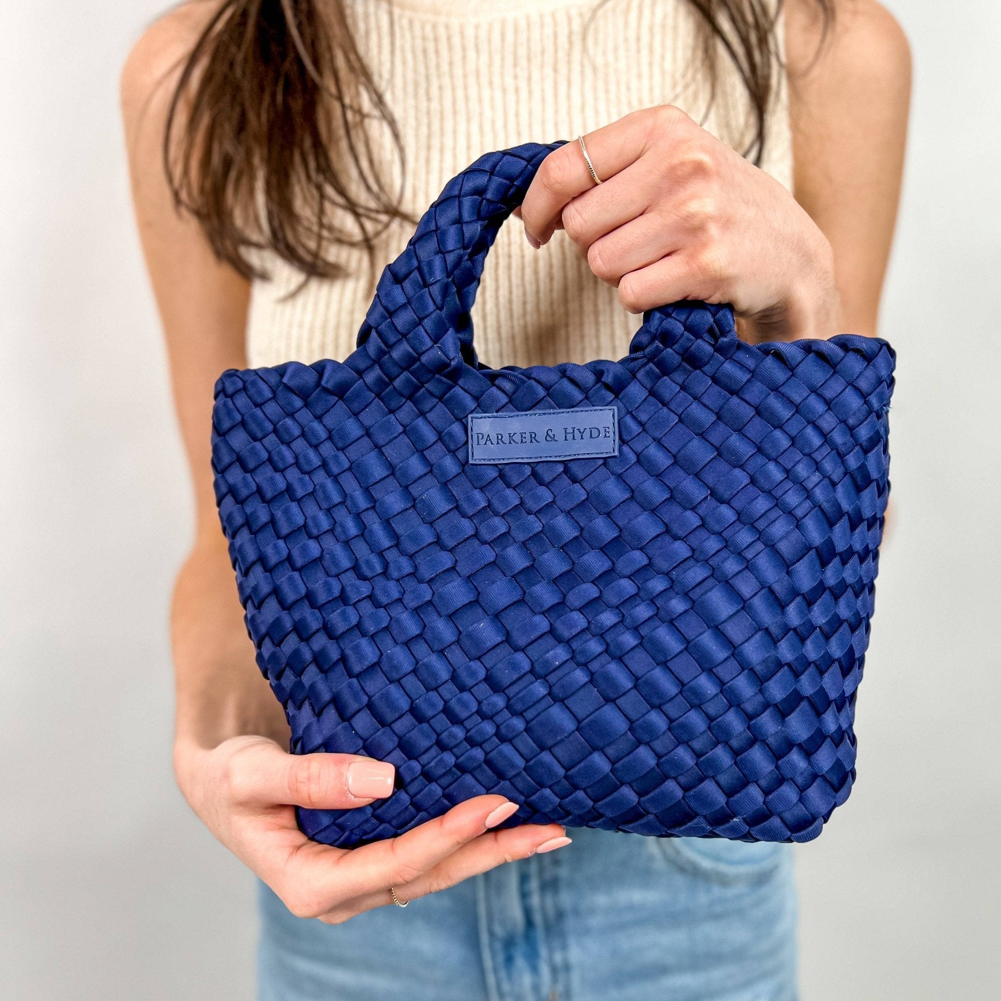 Navy Woven Mini Tote by elliparr