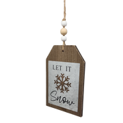 Holiday Tag Sign with Beaded Hanger -