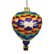 Glass Hot Air Balloon Ornament - Patchwork