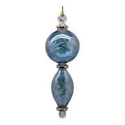 Midnight Blue Stacked Sphere Ornament with Etched Design