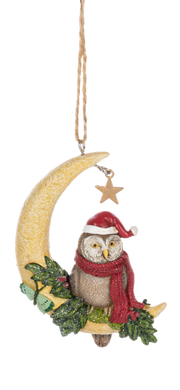 Crescent Moon With Owl Ornament
