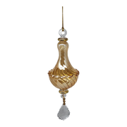 Blown Glass Twisted Chandelier Ornament with Crystal Dangle - Yellow