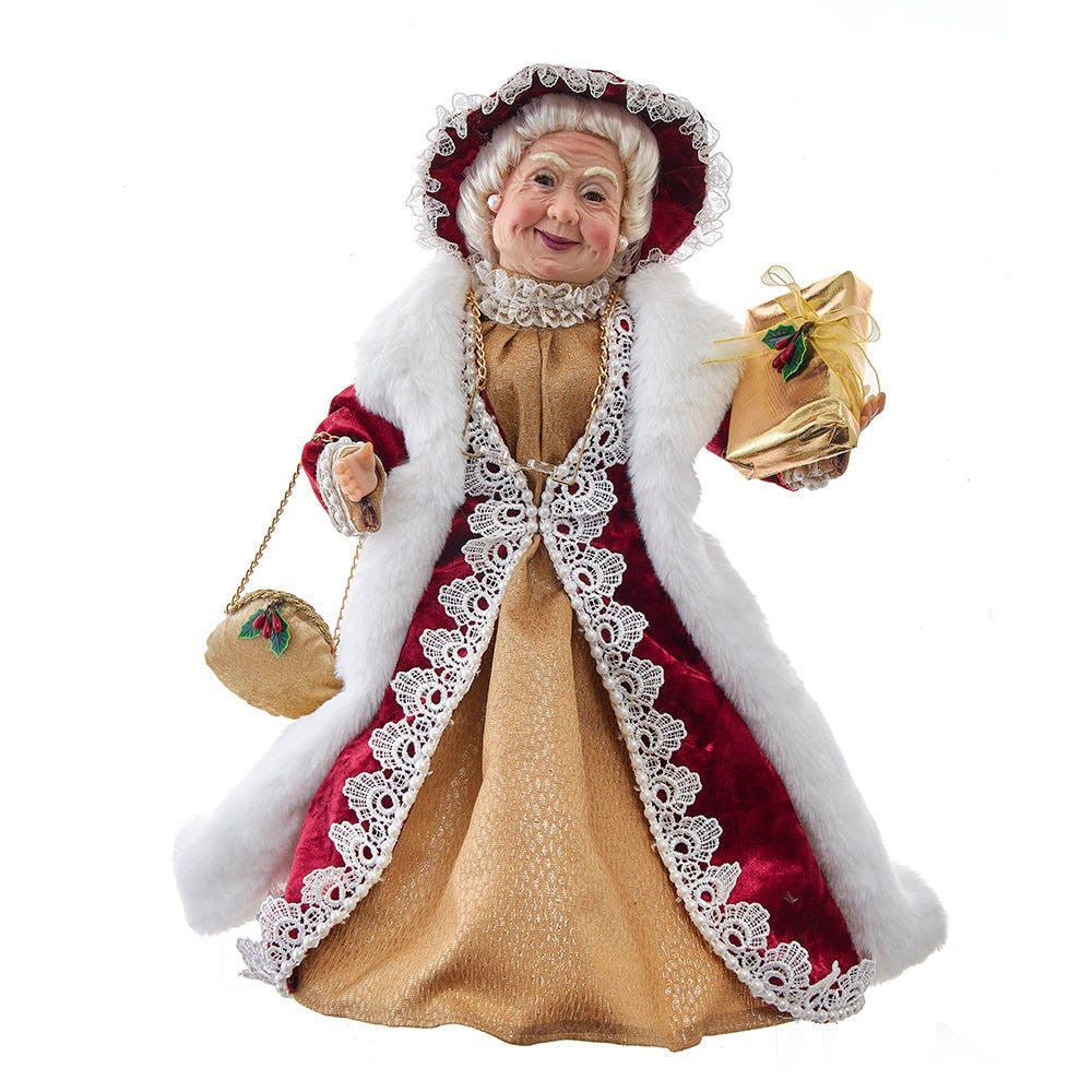 Jacqueline Kent Red and Gold Mrs. Claus Table Piece - 17 Inch