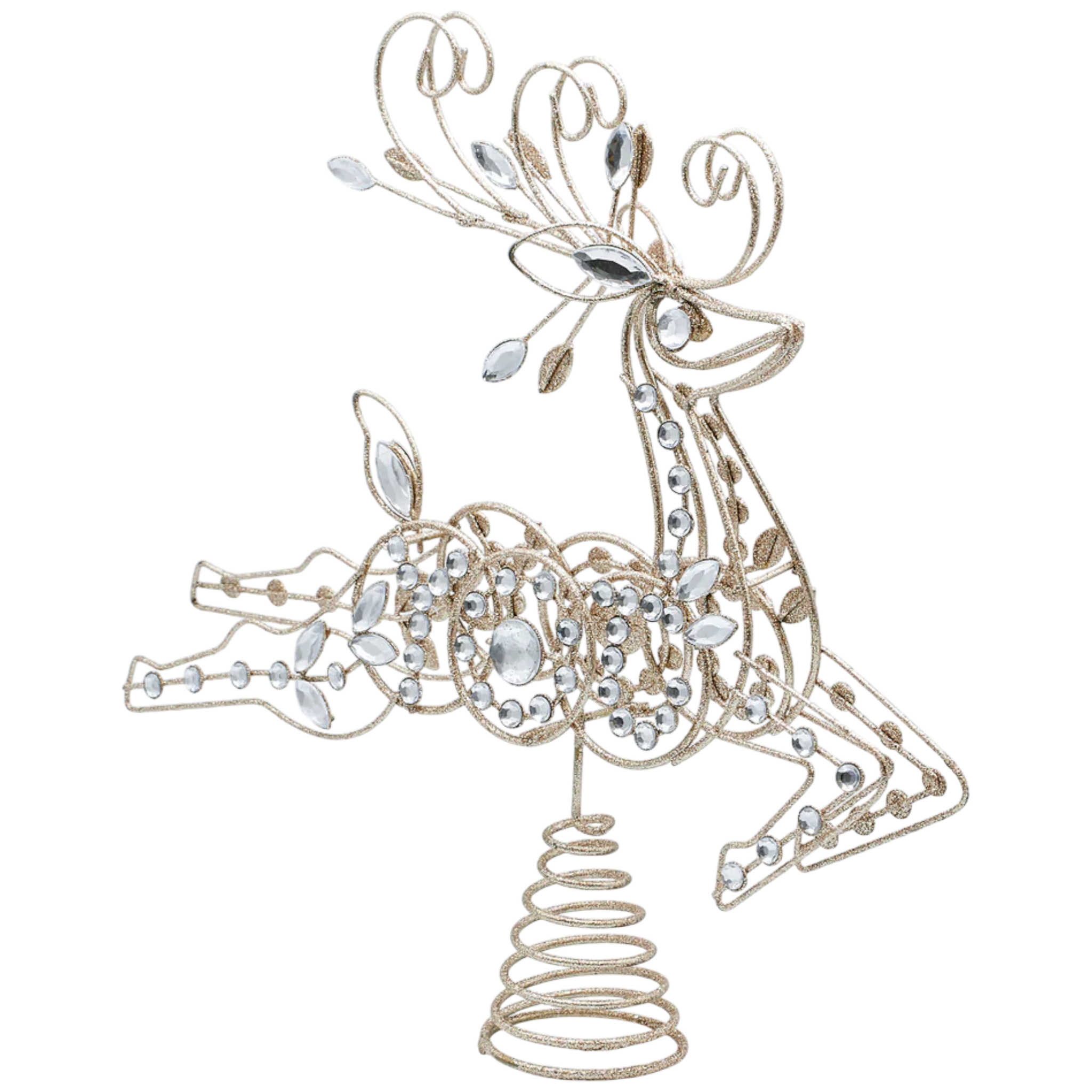 Crystal & Wire Reindeer Treetopper - 13 Inch