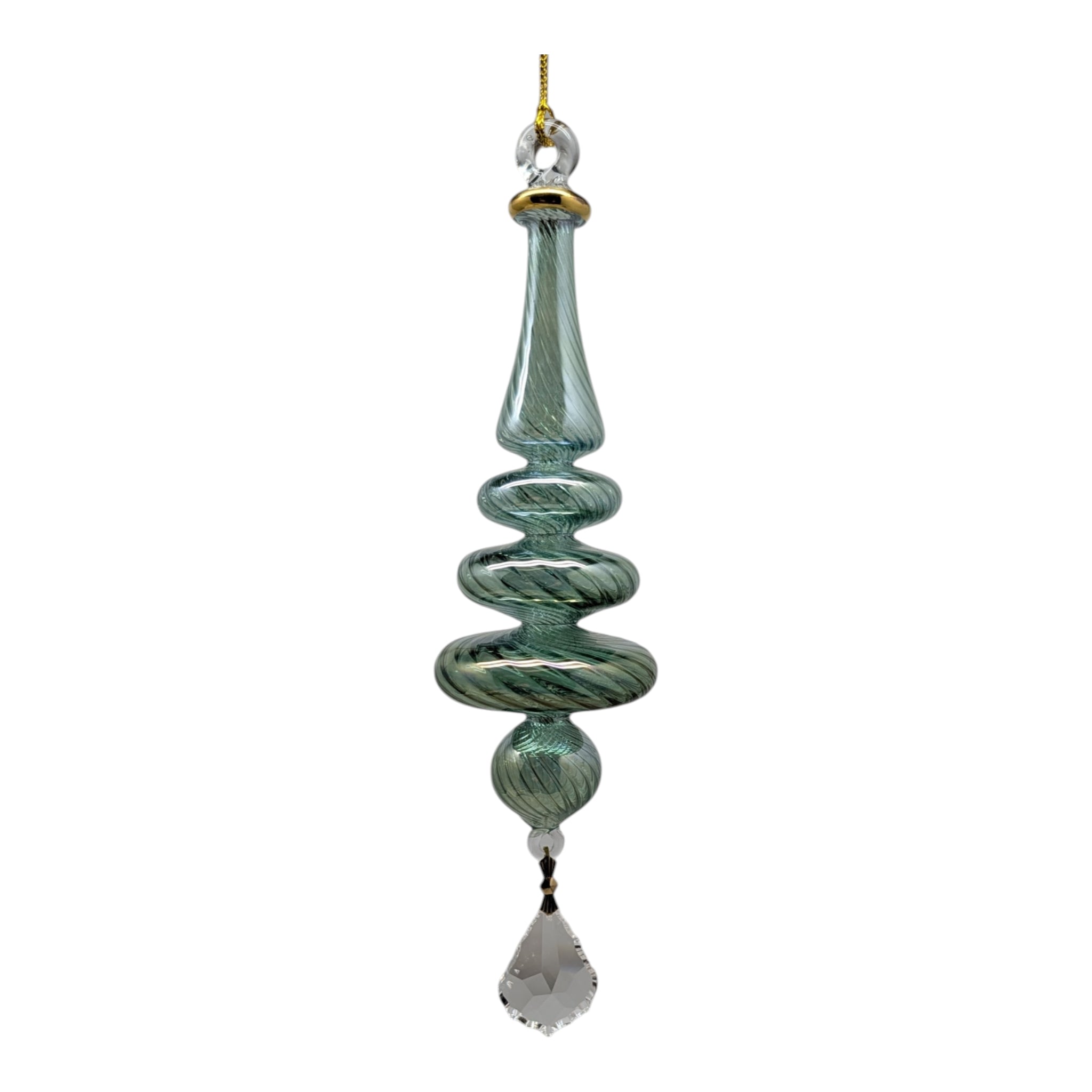 Sage Green Christmas Tree with Crystal Teardrop