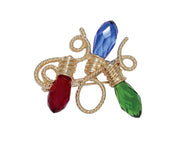 Gold String Lights with Crystals Pin