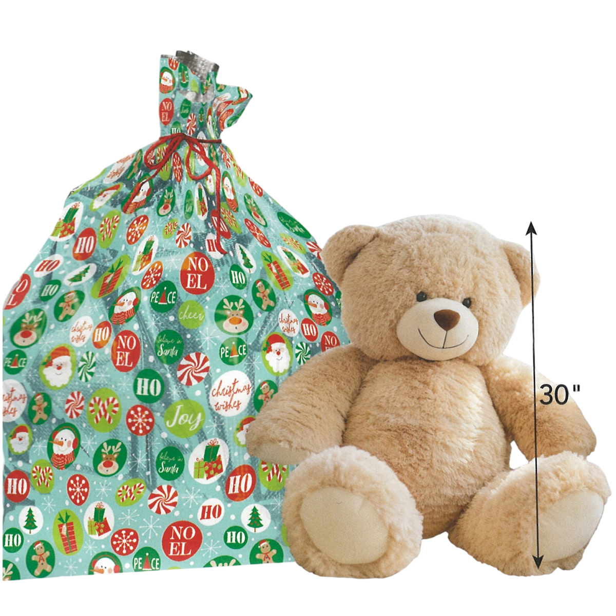 Wrap In A Hurry Jumbo Prismatic Foil Sack - Holiday Cheer on Prismatic Green