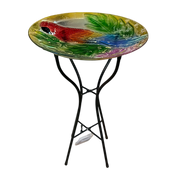 Parrot  Fused Glass Bird Bath