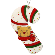 Holiday Bear Candy Cane Wooden Ornament