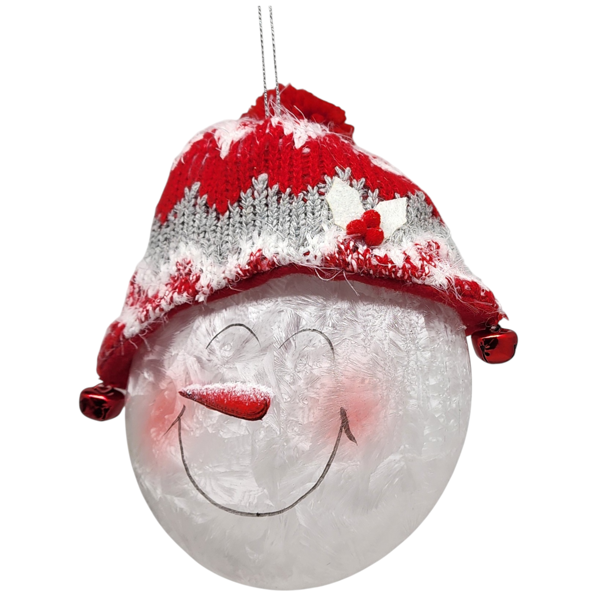 Glass "Lightable" Snowman Ornament - Jolly Snow Hat