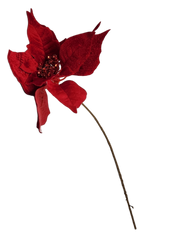 Red Poinsettia Pick - 9 inch Bloom - 20 Inch Stem