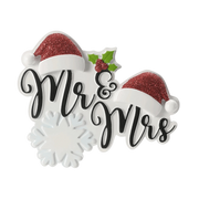 Mr & Mrs with Santa Caps Couples Ornament